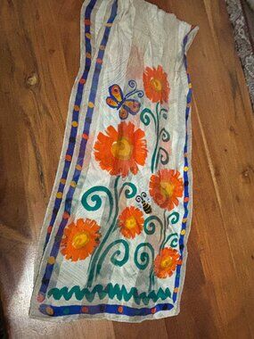 Silk Scarf Floral Rectangle Size, 52" x 11"